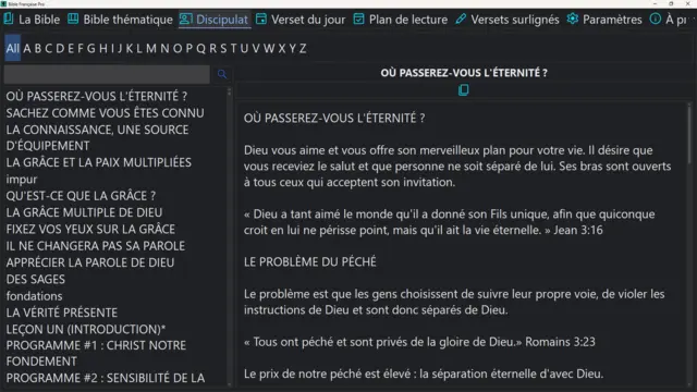 Bible Française Pro - Application biblique multiversion gratuite pour Windows